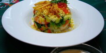 оливье с креветками и картофелем пай