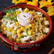 Рецепт Оливье с курицей и кукурузой