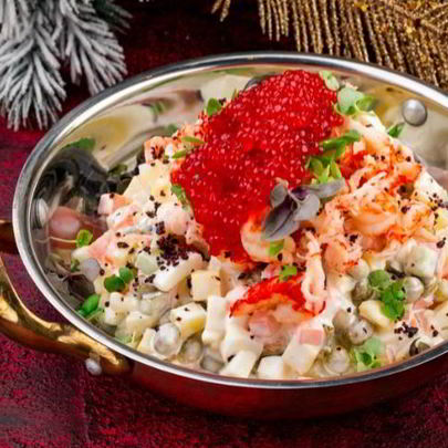 Оливье с раковыми шейками