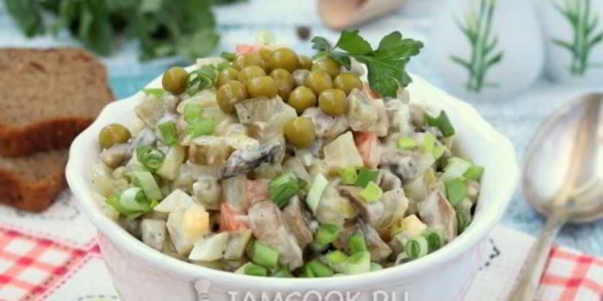 Рецепт оливье с шампиньонами