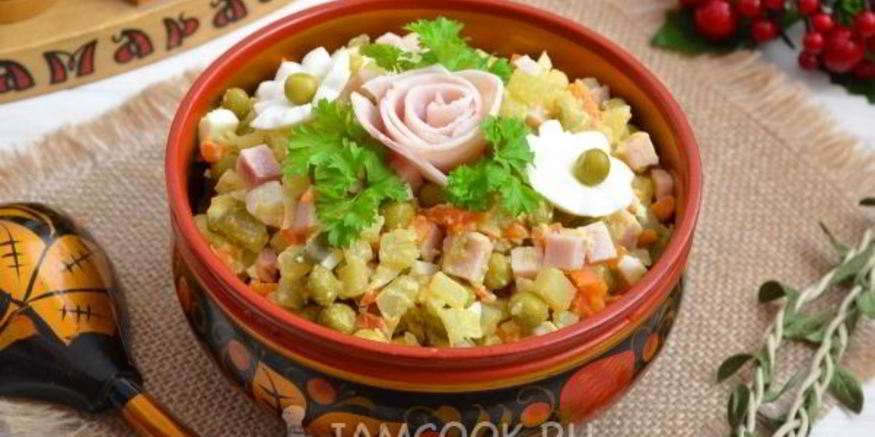 Рецепт оливье с ветчиной