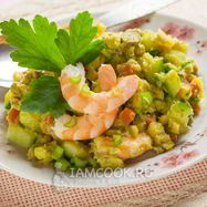 Рецепт Постного Оливье с креветками