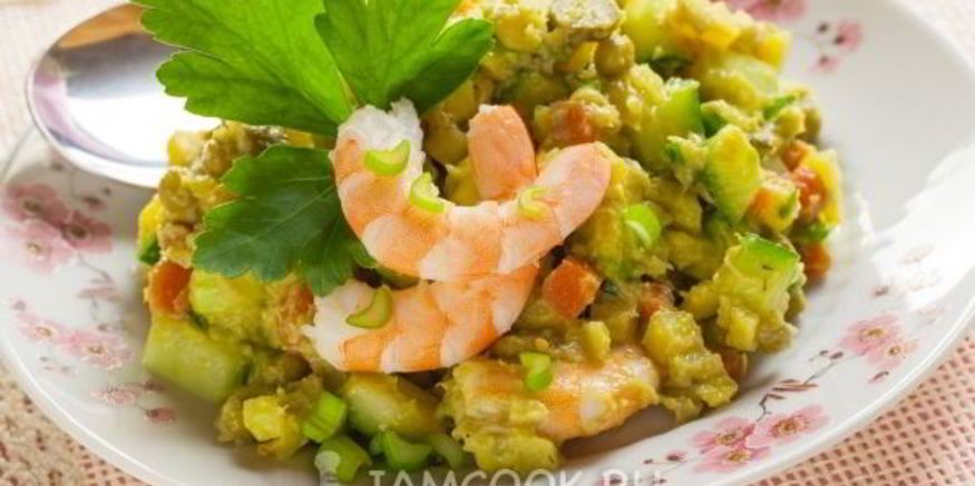 Рецепт постного оливье с креветками