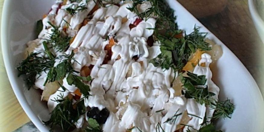 Рецепт салата new оливье с ананасом и болгарским перцем