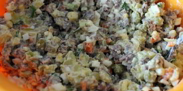 салат оливье с говядиной