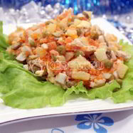 Рецепт Салата Оливье с курицей и икорной закуской