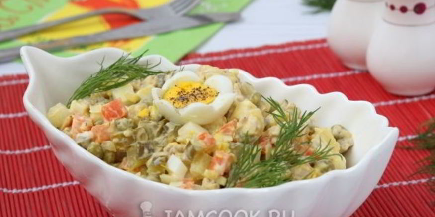 Рецепт салата оливье со свининой