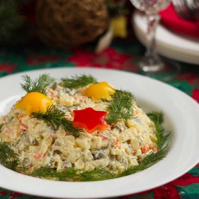 Вегетарианский салат оливье