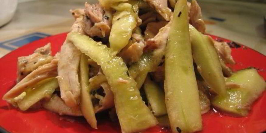 Рецепт салата из курицы с мятой и огурцом