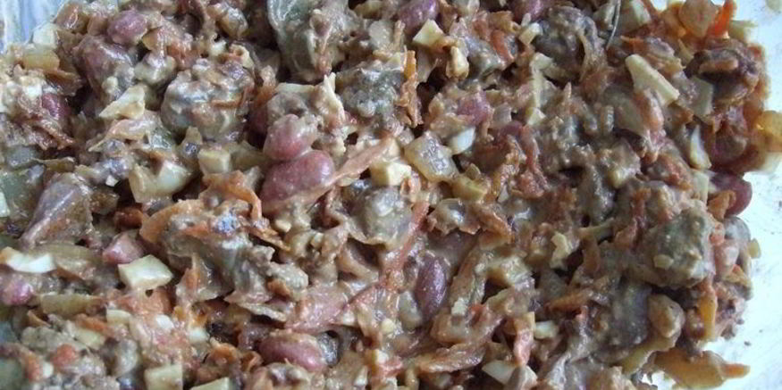 Рецепт салата из печени куриной