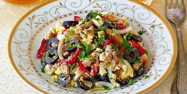 салат из печени трески с маринованным перцем