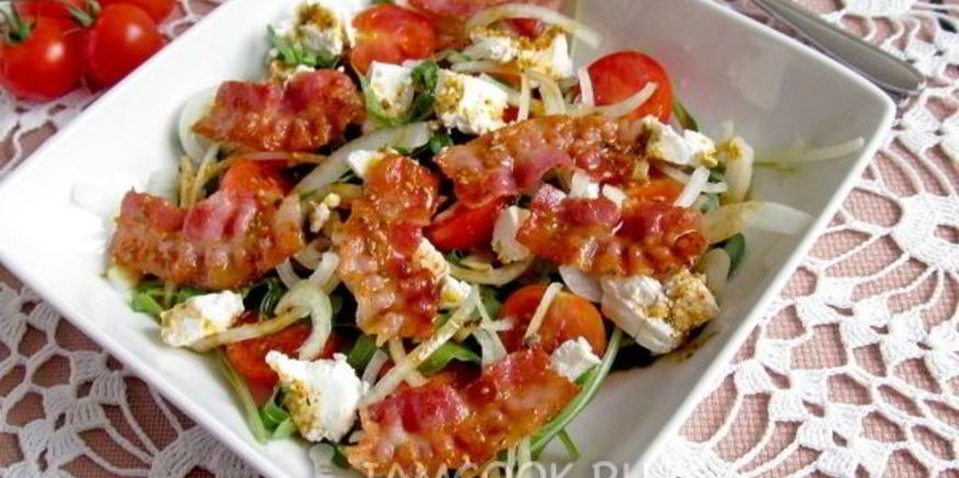 Рецепт салата из рукколы и бекона