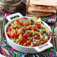 Рецепт Салата из запеченных баклажанов и перцев