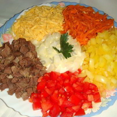 Салат Калейдоскоп с корейской морковью