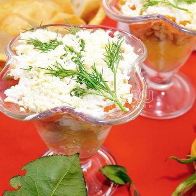 Салат Мимоза с горбушей