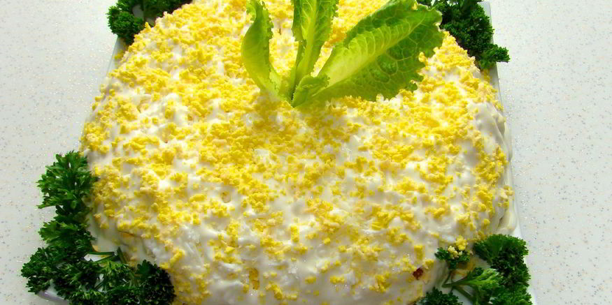 Рецепт салата мимоза с огурцом