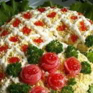 Рецепт Салата Новогодние огни из яиц, семги и овощей