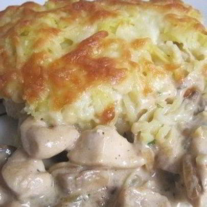 Курица с грибами под шубой из картофеля