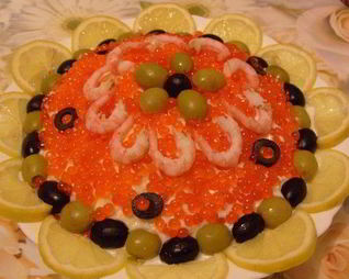 Праздничный салат Креветки под шубой