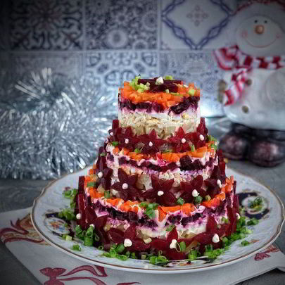 Салат-торт Селедка под шубой