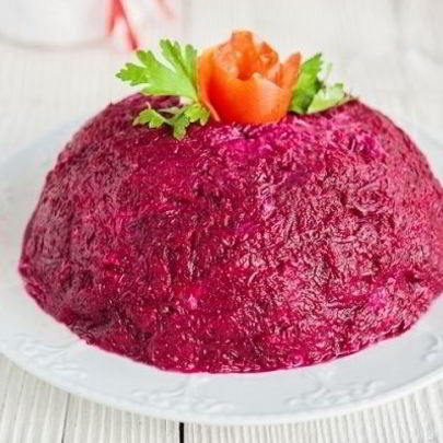 Селедка под шубой без картошки с яблоком