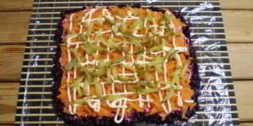 селедка под шубой в виде рулета