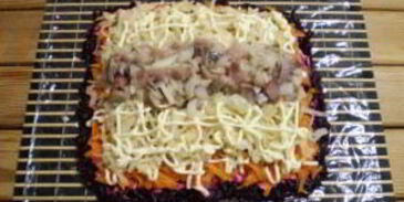 селедка под шубой в виде рулета