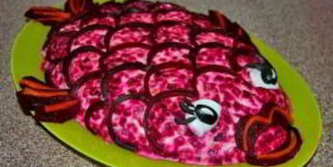 селедка под шубой в виде рыбы