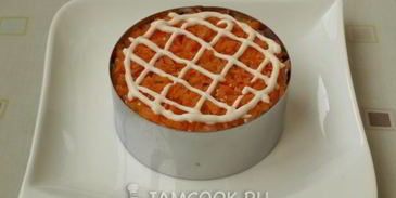 салат слоеный с ветчиной и сыром