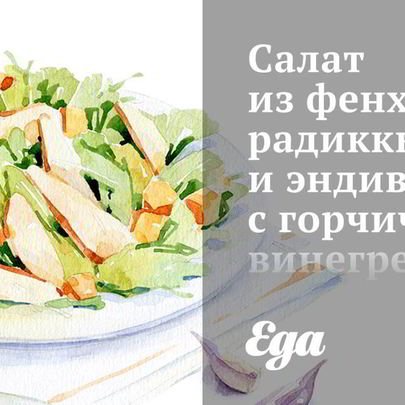 Салат из фенхеля, радиккьо и эндивия с горчичным винегретом