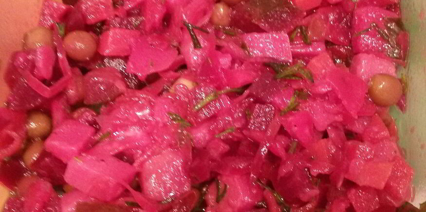 Рецепт винегрета из запеченных овощей с квашеной капустой