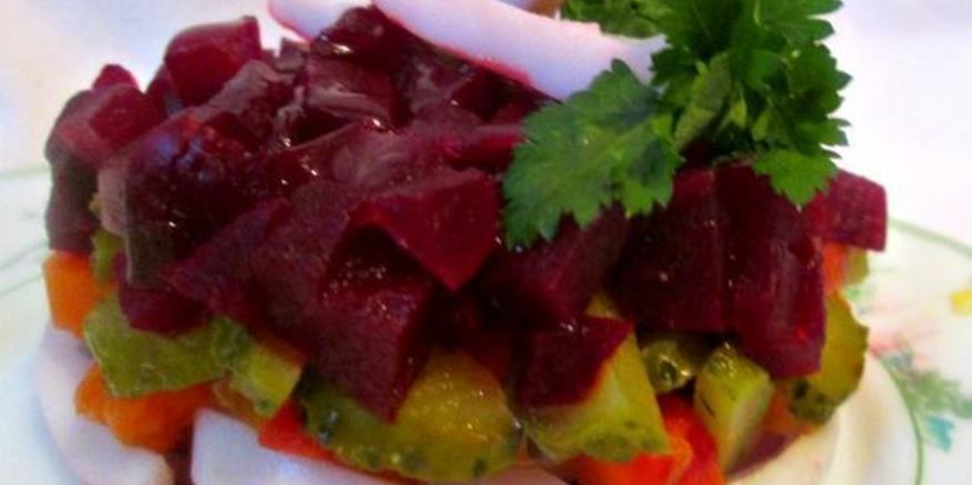 Рецепт винегрета с кальмарами