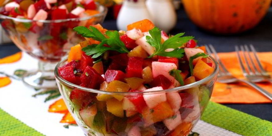 Рецепт винегрета с маринованной тыквой