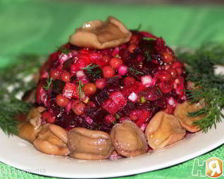 Винегрет с солеными грибами