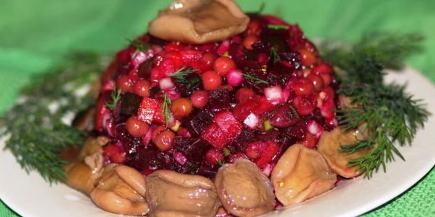 Рецепт винегрета с солеными грибами