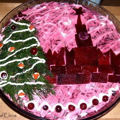 Винегрет с телятиной и селедкой