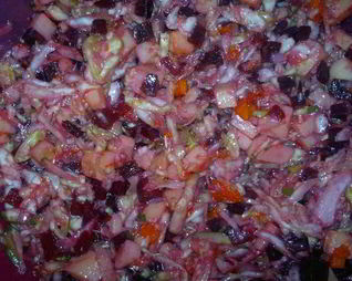 Винегрет со свежей капустой и огурцом