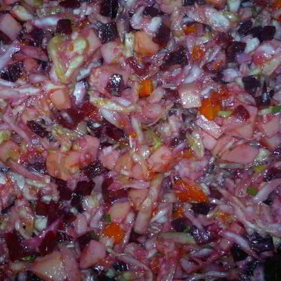 Винегрет со свежей капустой и огурцом