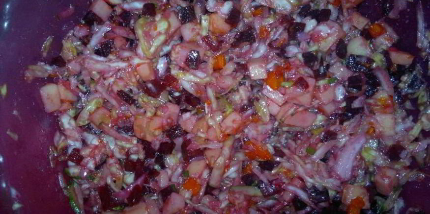 Рецепт винегрета со свежей капустой и огурцом