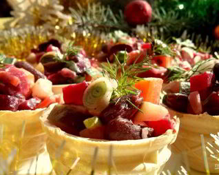 Винегрет в тарталетках