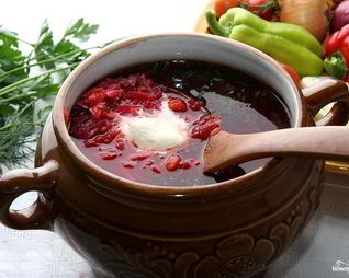 Борщ с грибами и фасолью