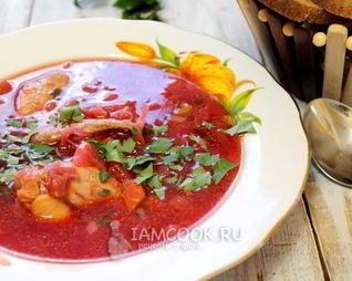 Борщ с куриными крылышками