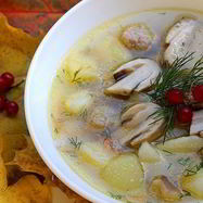 Рецепт Супа из белых грибов на мясном бульоне