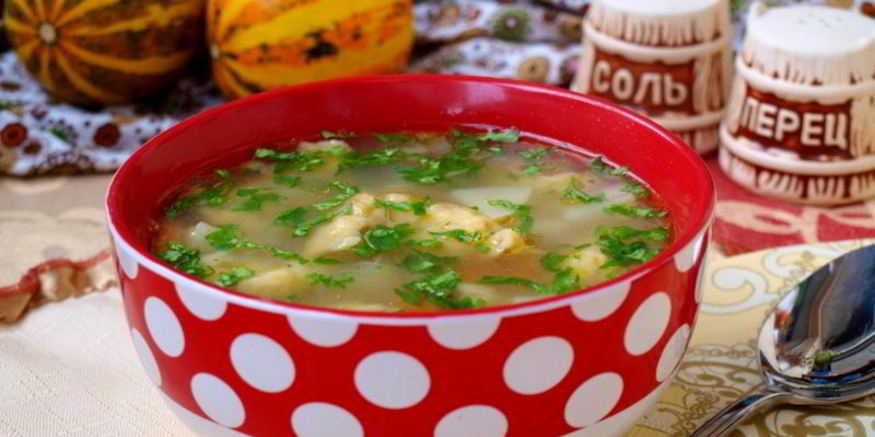 Рецепт супа с тыквенными клецками на мясном бульоне