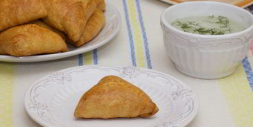 треугольники с мясом и бульоном