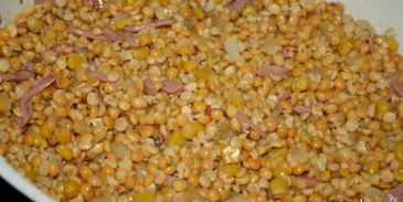 гороховый суп с сосисками и сладкой кукурузой