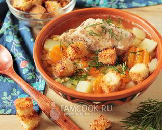 Гороховый суп с запеченными ребрышками