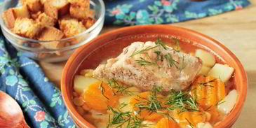 гороховый суп с запеченными ребрышками