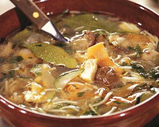 Грибной суп с курицей и вермишелью