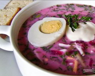 Холодник на кефире со свеклой